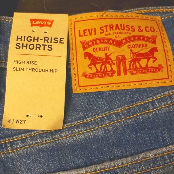 Levi’s Sapphire Dust High Rise Distressed Shorts Waist 27 Size 4 - Picture 6 of 11